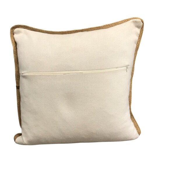 Decorative Throw Pillow With Down Insert Navy Blue & White Leaf Pattern Linen Co - Picture 2 of 6